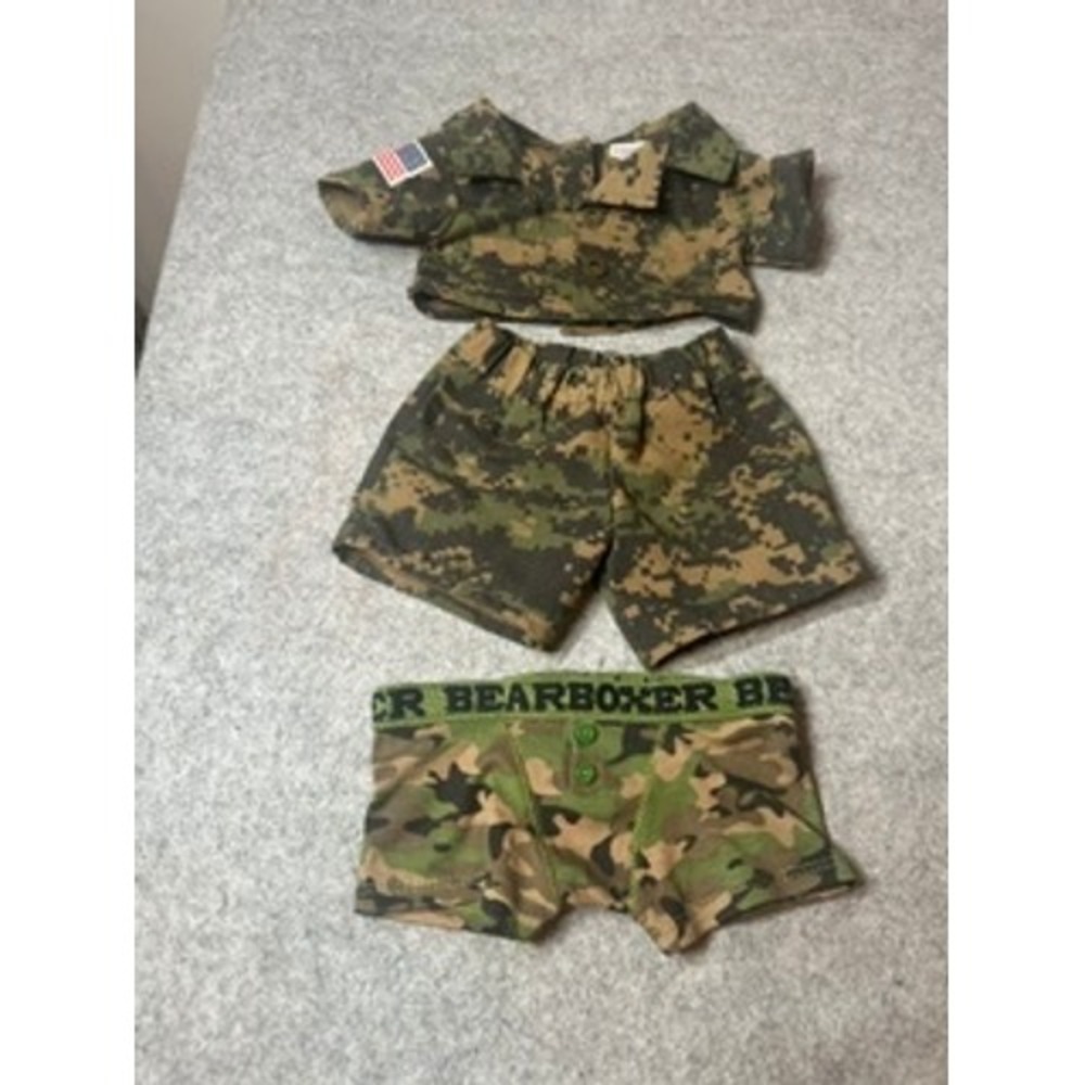 Build-A-Bear Workshop Military Digital Camo Shirt Shorts & Bearboxer Set 3pc